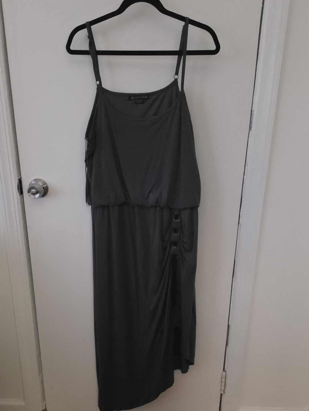 A. Byer Charcoal Sleeveless Maxi Dress with Side Ring Detail